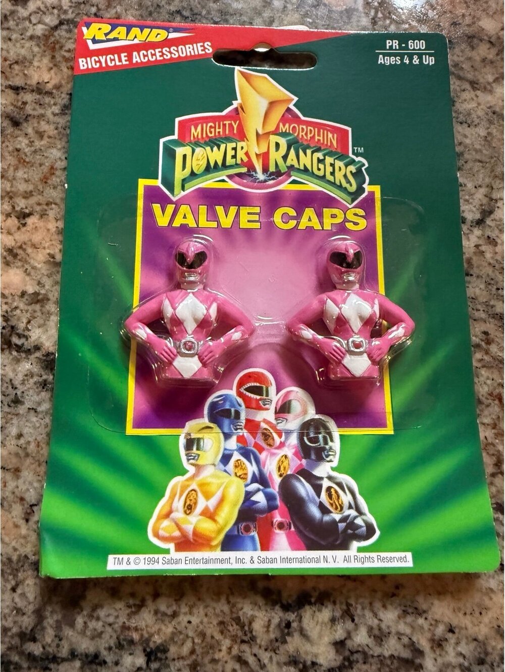 Vintage 1994 Mighty Morphin Power Rangers Pink Ranger Valve Caps RAND Sealed